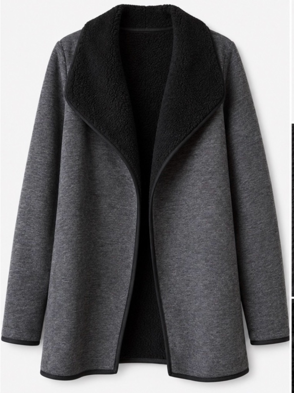 Original Grey Sherpa-Lined Open Front Cardigan Coatigan Size M